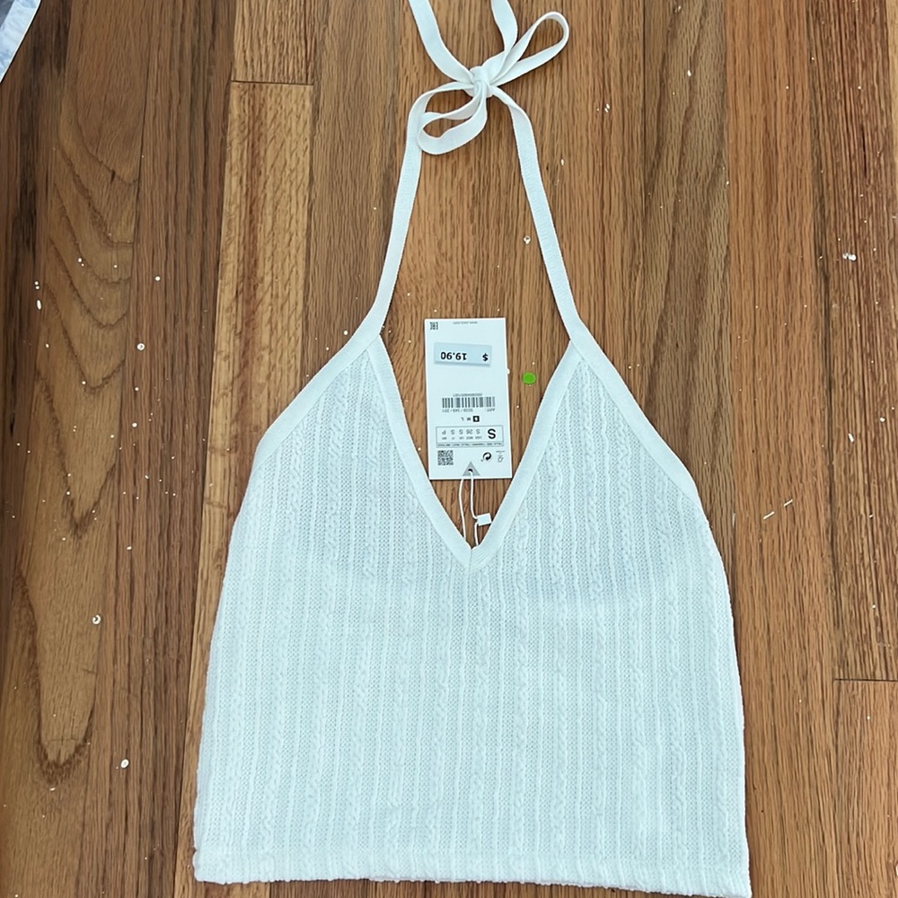 White crochet halter top